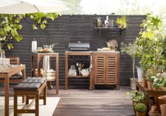 Lovely Ikea Outdoors A Large Garden With A White Suite Of Garden Furniture Consisting Of A Long Table And